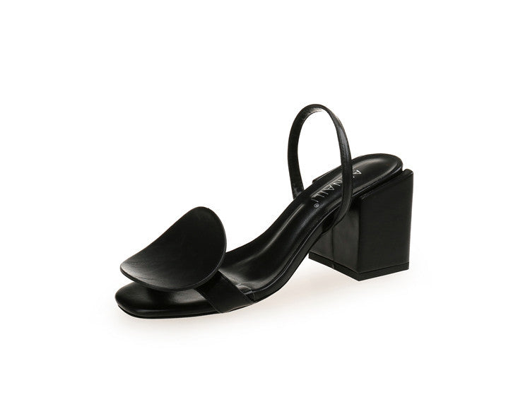 Square heel sandals for women, Roman square, trendy, personalized, thick heel, back strap, white sandals in large size