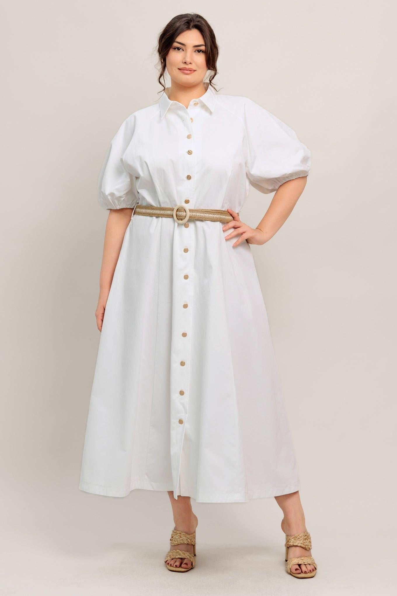 RELAXED TAILOR WOVEN MIDI DRESS