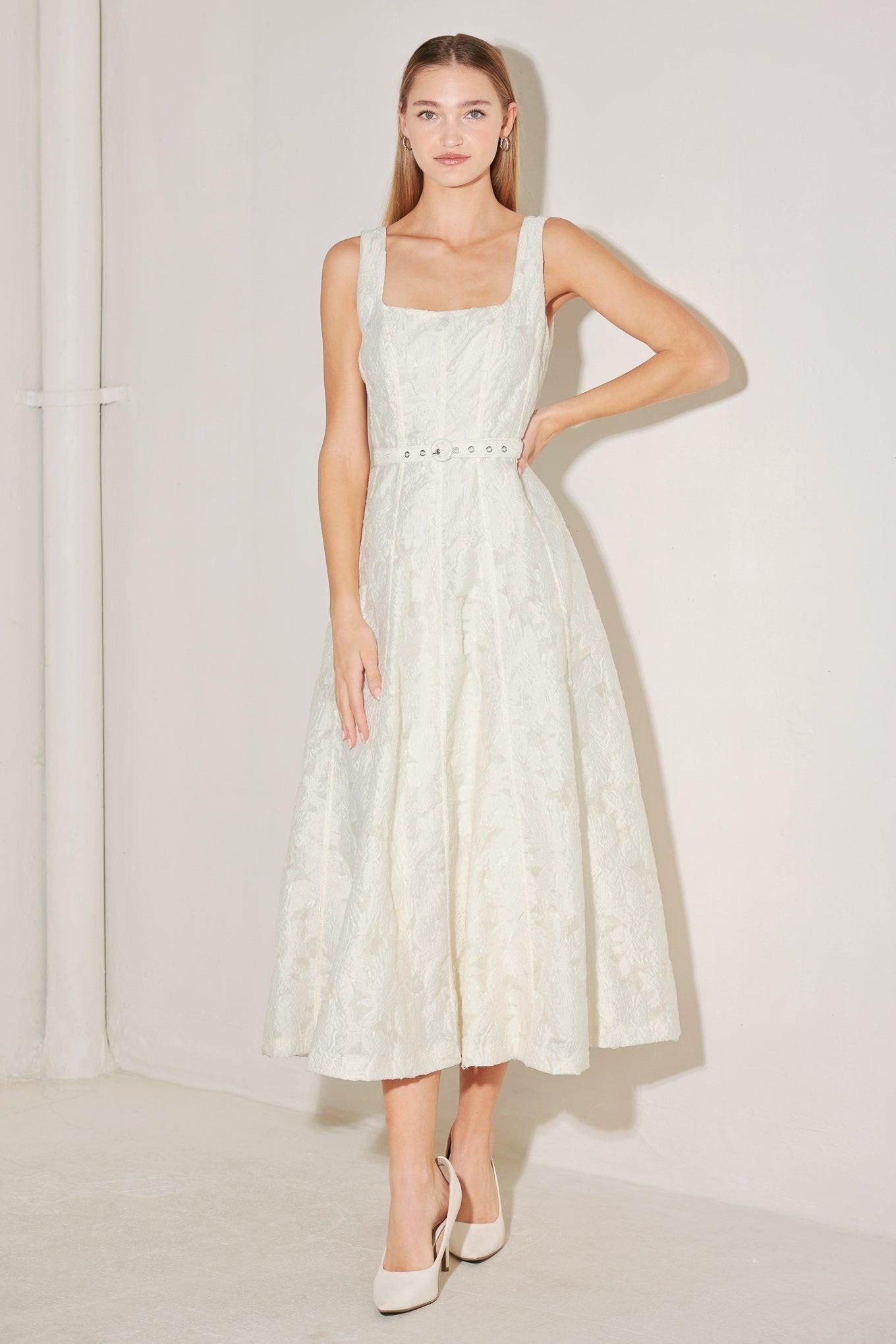 [PREORDER] LOVE IN SLOW MOTION WOVEN JACQUARD MIDI DRESS