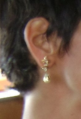 Fleur De Lis Earrings-14K Gold with Diamonds-6