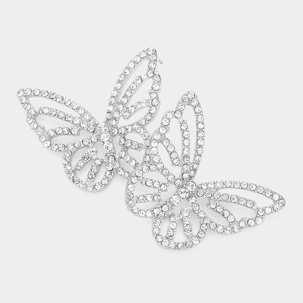 Stone Paved Butterfly Earrings
