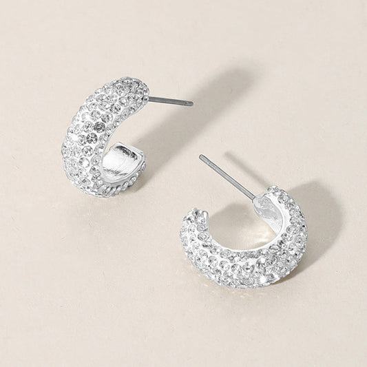 18K Gold Dipped Bling Stone Studded Mini Hoop Earrings