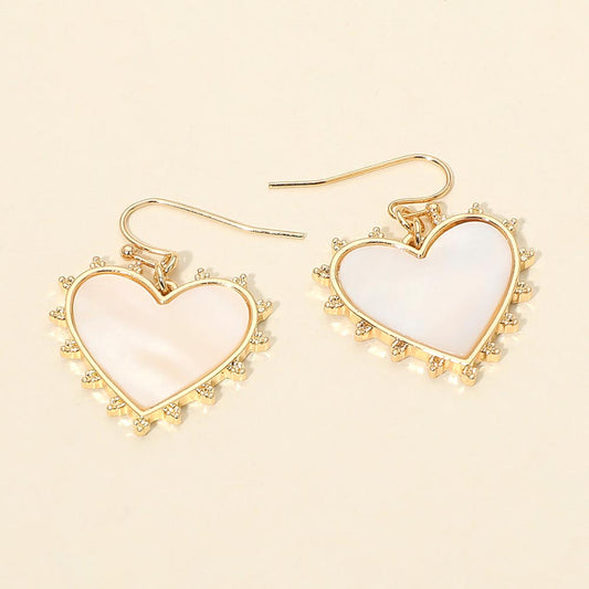 Mother of Pearl Heart Drop Earrings