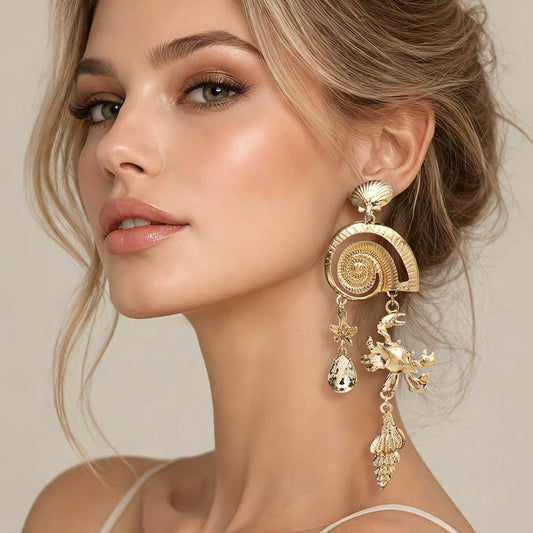 Bold Coastal Charm Drop Statement Earrings
