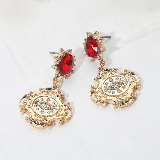Stone Embellished Evil Eye Accented Dangle Earrings