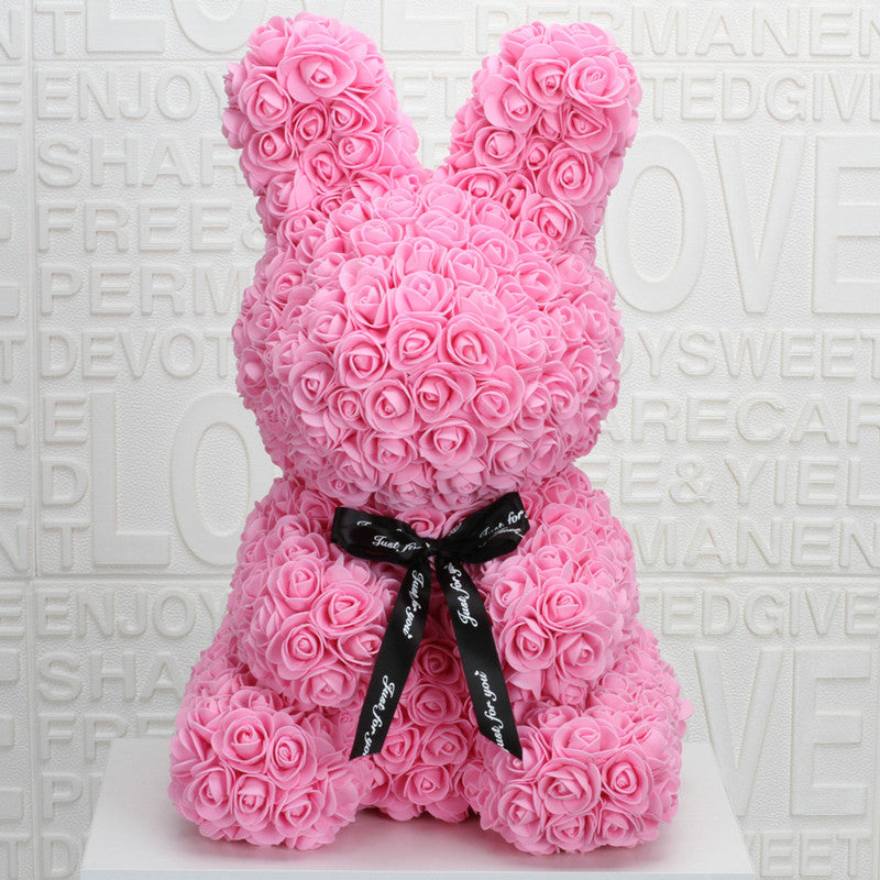 Imitation Immortal Flower foam Rose Rabbit Embracing Doll Birthday Gift Valentine's Day Gift
