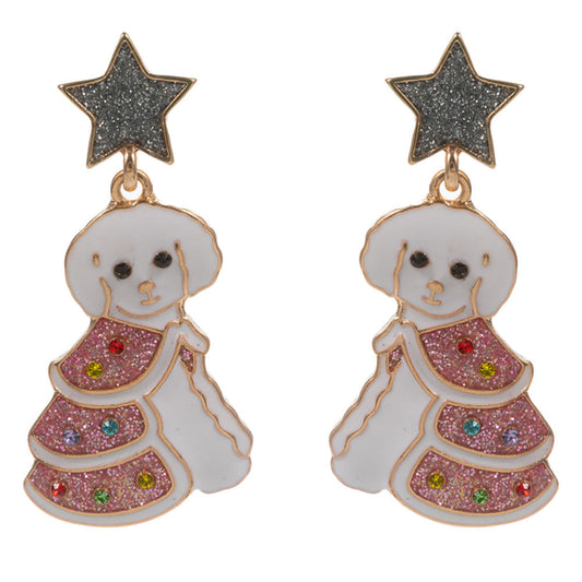 Holiday Puppy Dangle Earrings