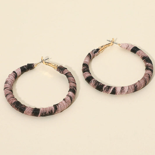 Leopard Fabric Wrapped Hoop Earrings