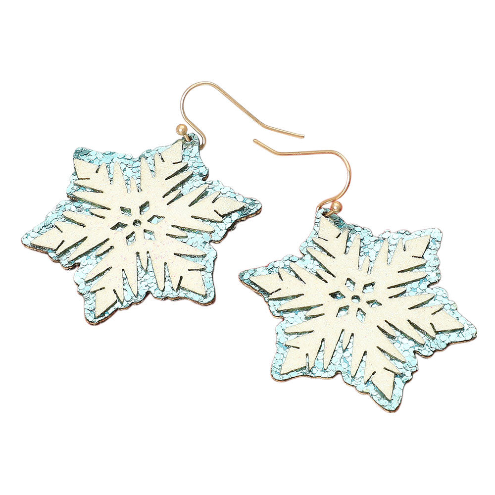 Glittered Snowflake Dangle Earrings