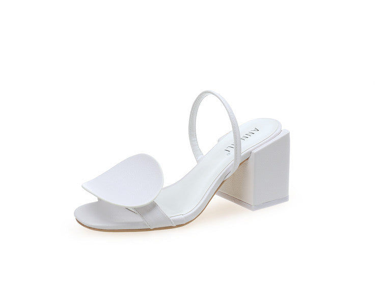 Square heel sandals for women, Roman square, trendy, personalized, thick heel, back strap, white sandals in large size