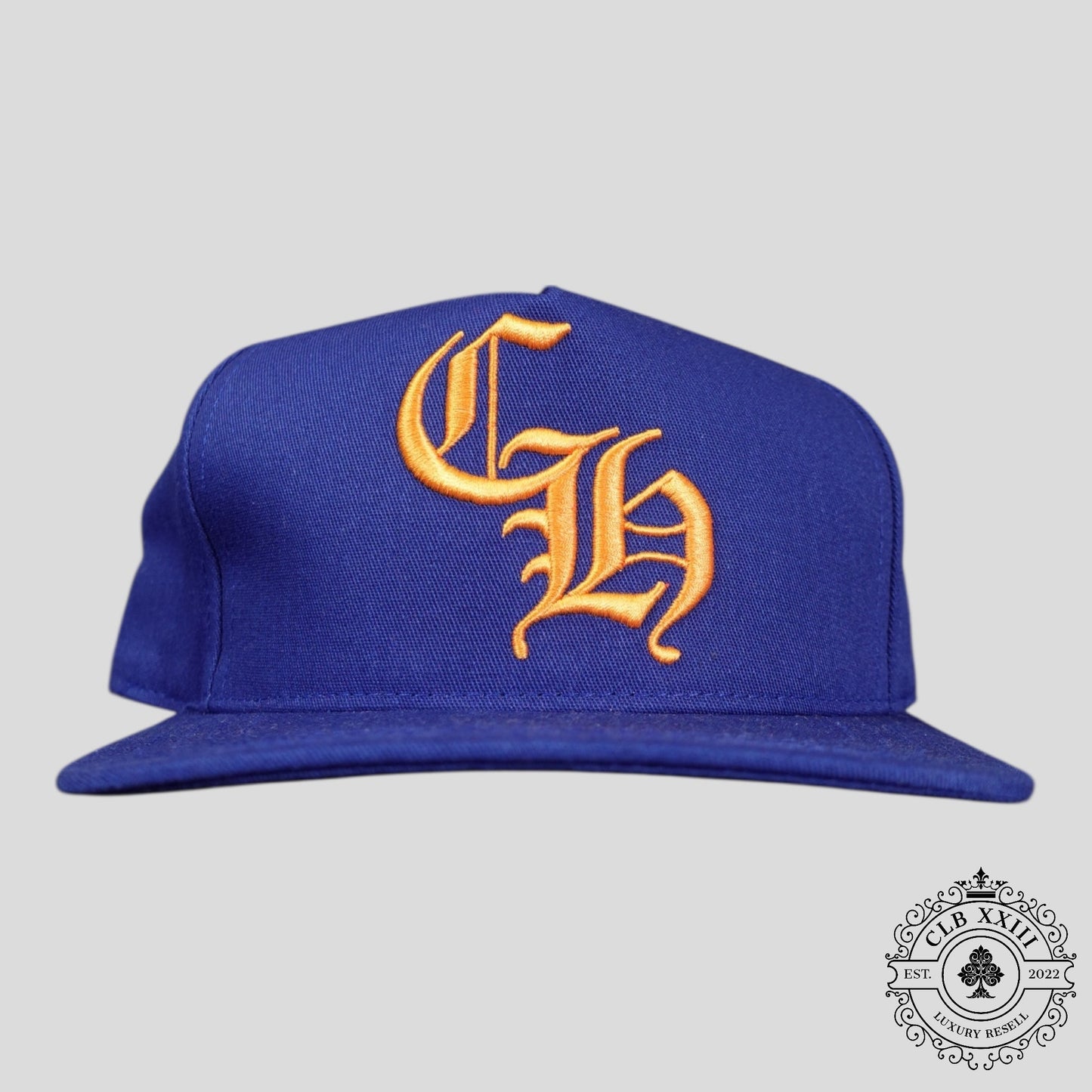 Chrome Hearts CH Embroidered Hat in Blue / Gold