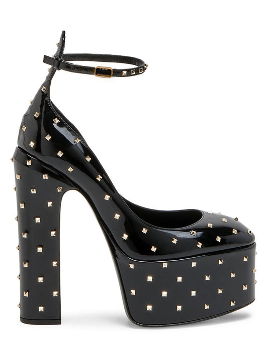 Platform Shoes Office Lady Chunky Heels Ladies Shoes Rivet Ankle Strap Thick Bottom