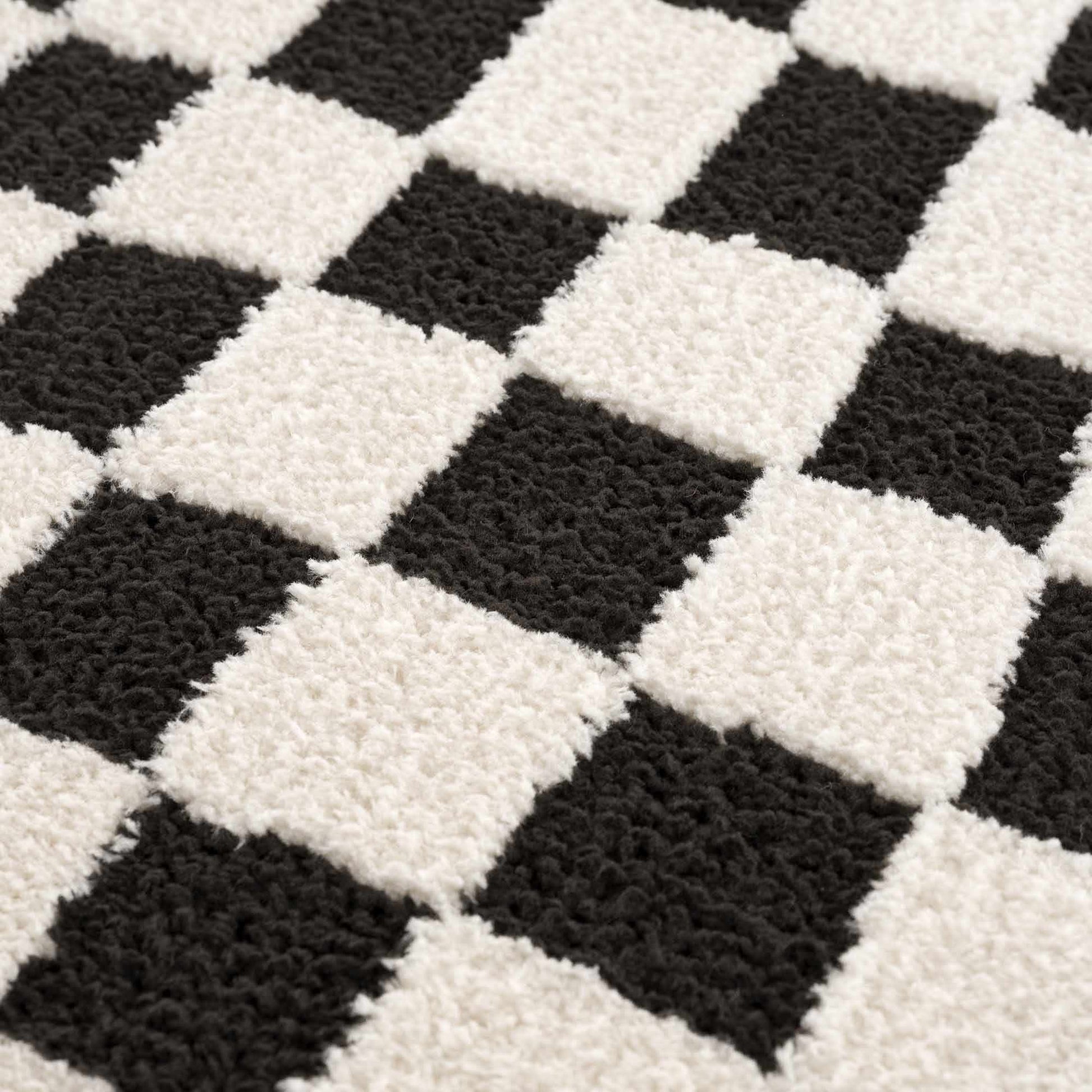 Lajos Black & White Checkered Area Rug-5
