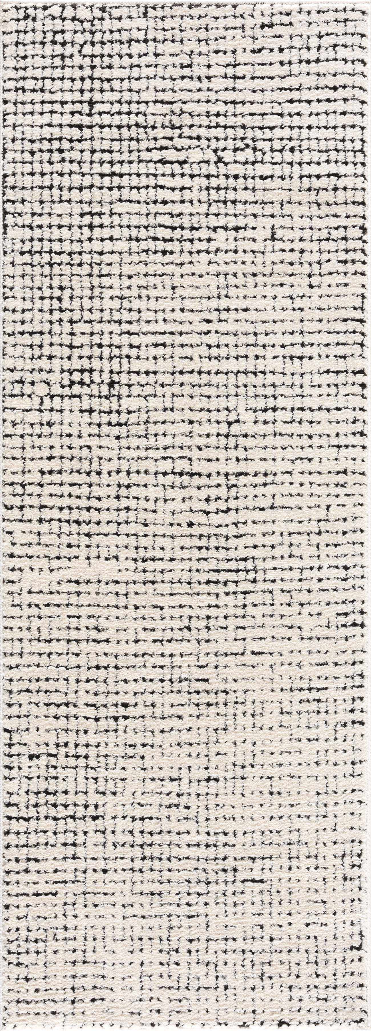 Keita Cream & Black Grid Plush Rug-5