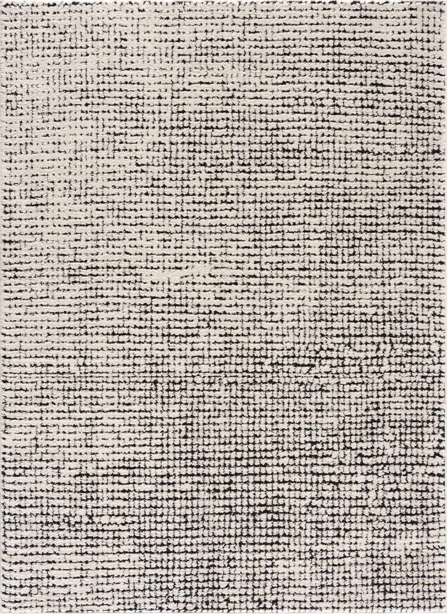 Keita Cream & Black Grid Plush Rug-0