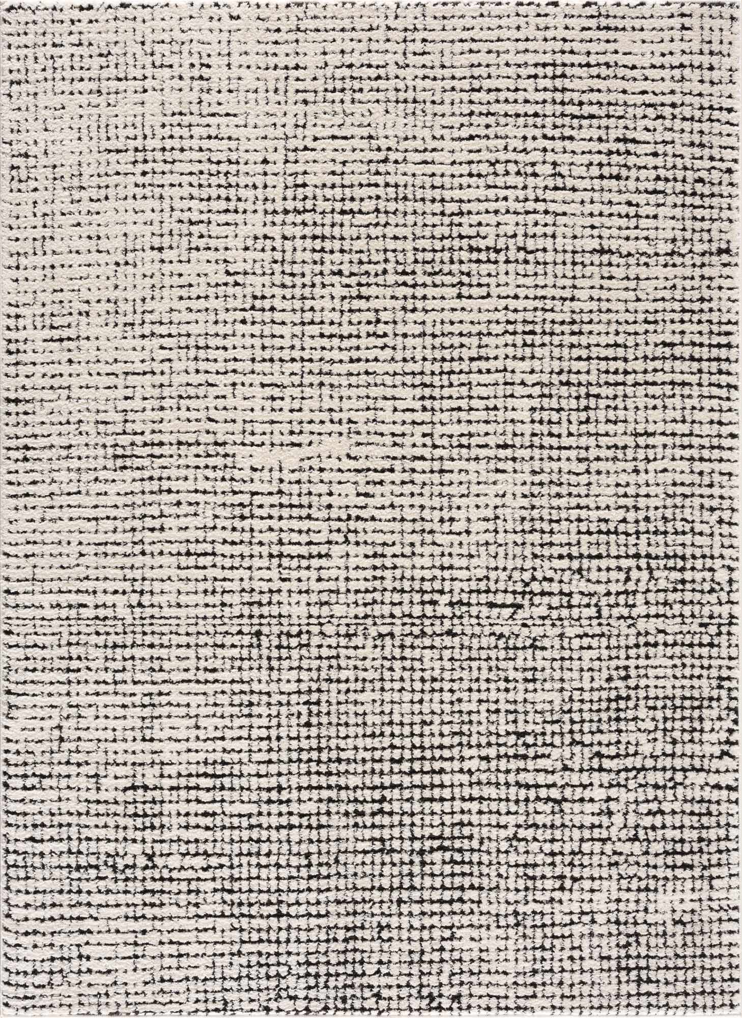 Keita Cream & Black Grid Plush Rug-0