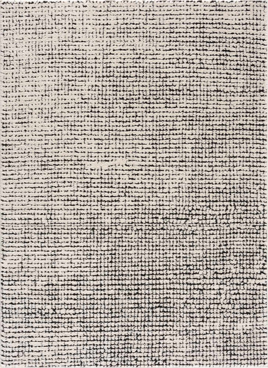 Keita Cream & Black Grid Plush Rug-0