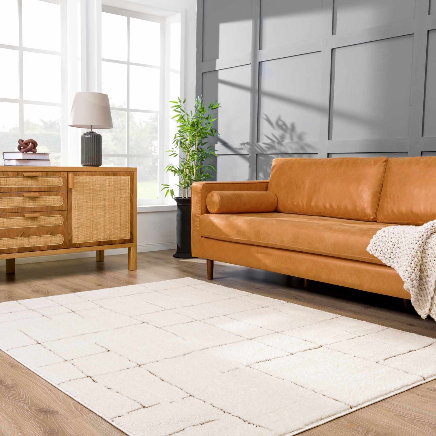 Koume Ivory & Brown Area Rug-1