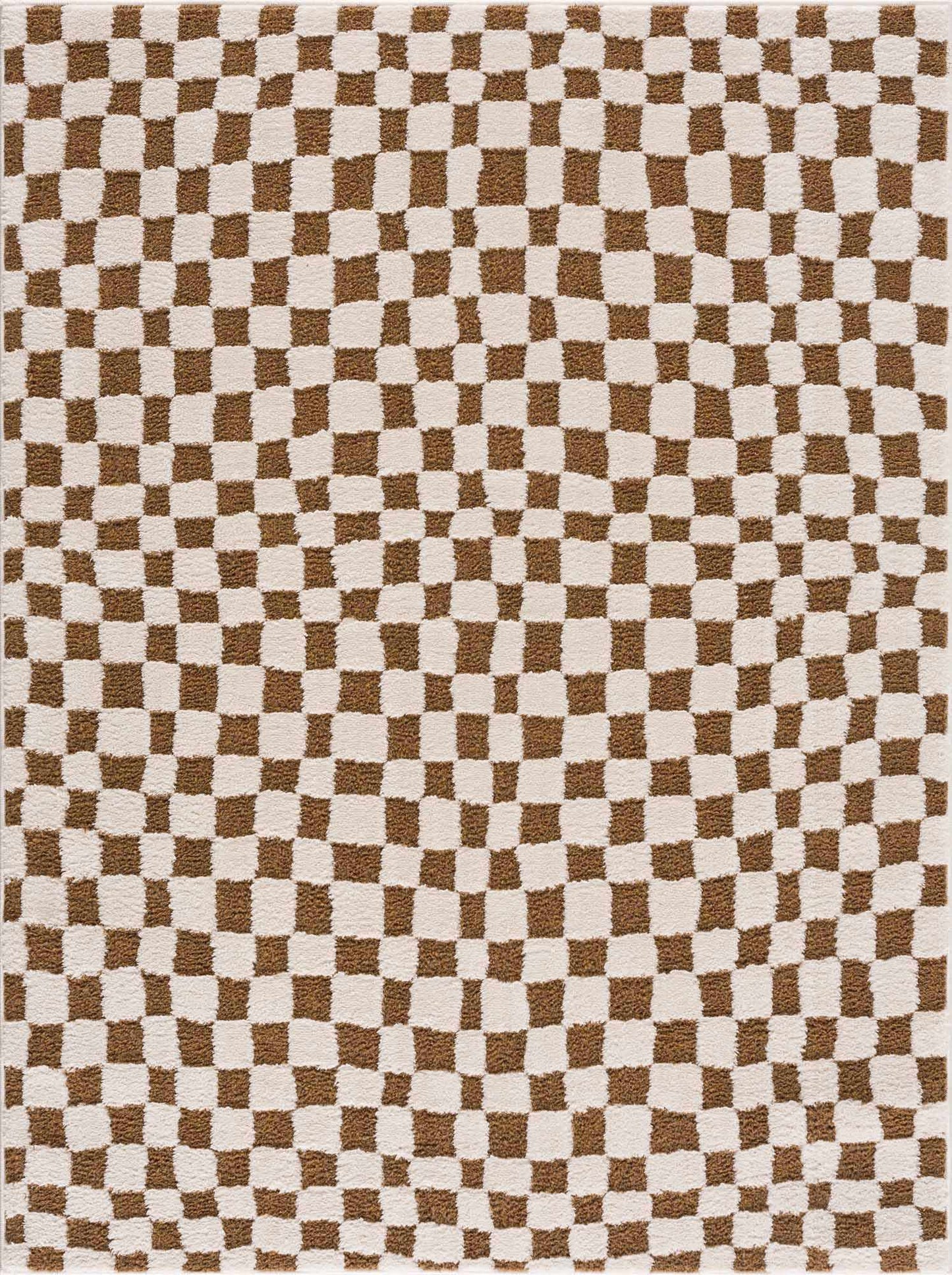 Lajos Brown Checkered Shag Rug-0
