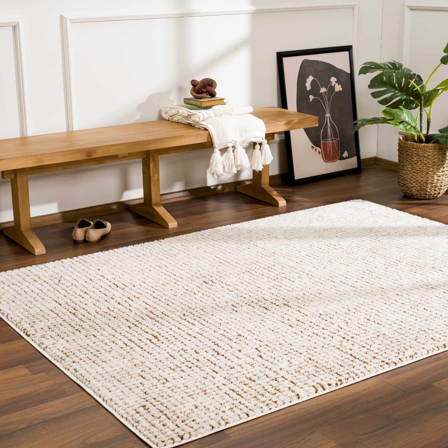 Keita Cream & Brown Area Rug-2