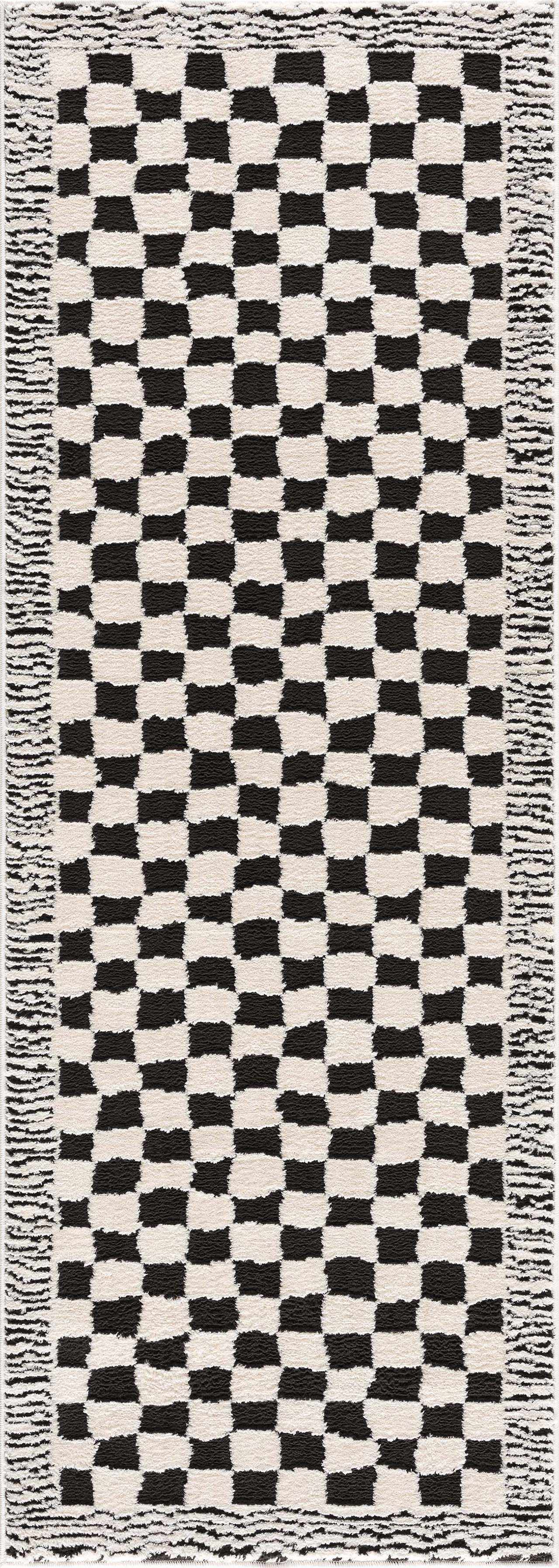Leryn Black & White Checkered Area Rug-3
