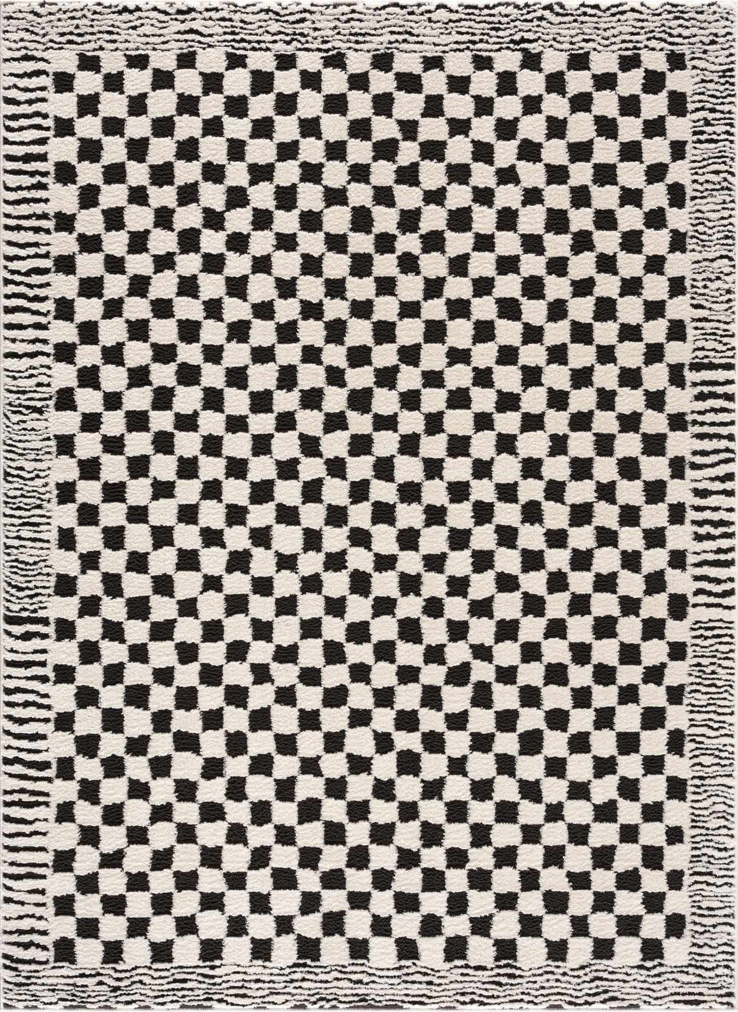 Leryn Black & White Checkered Area Rug-2