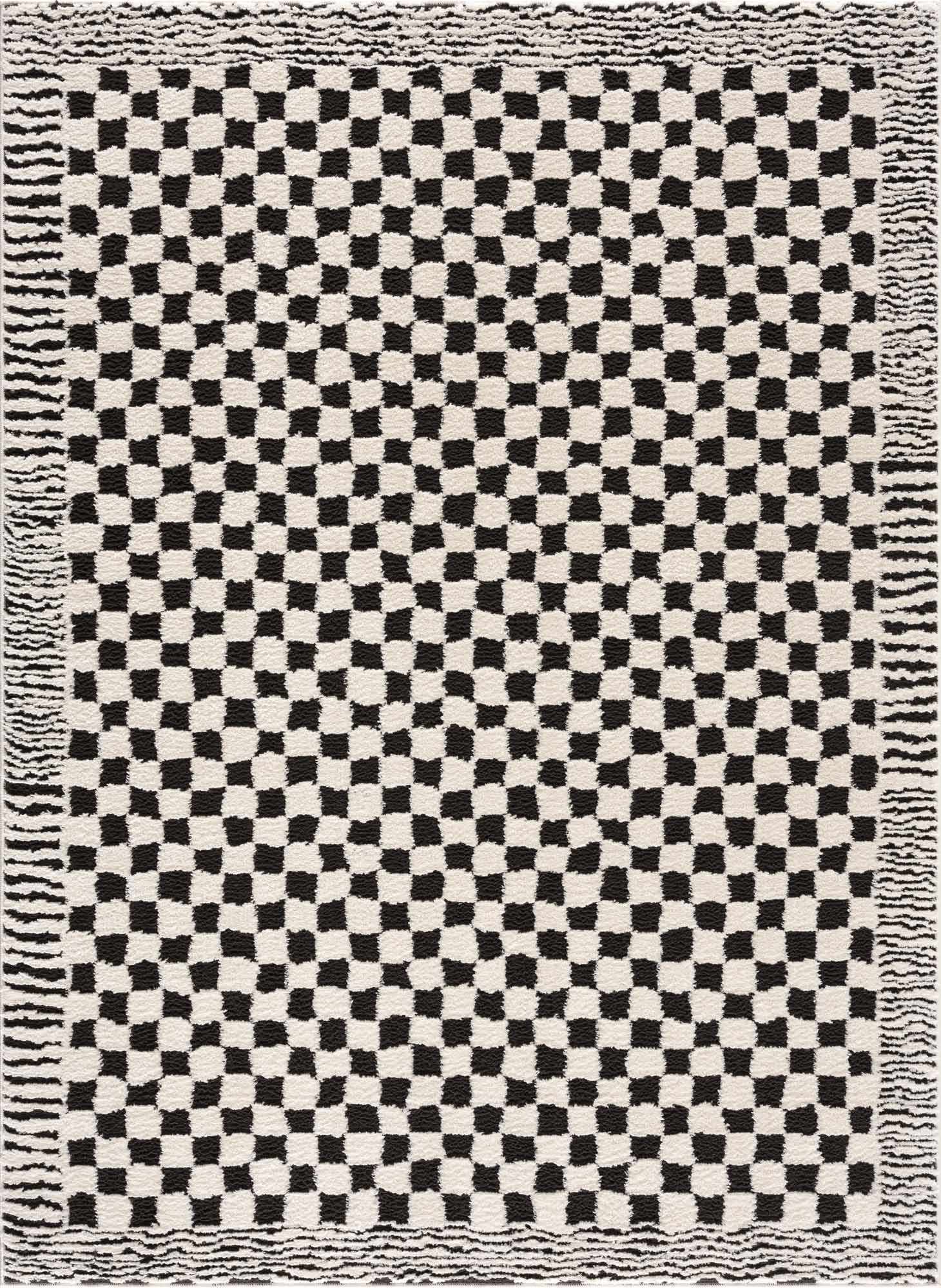 Leryn Black & White Checkered Area Rug-2