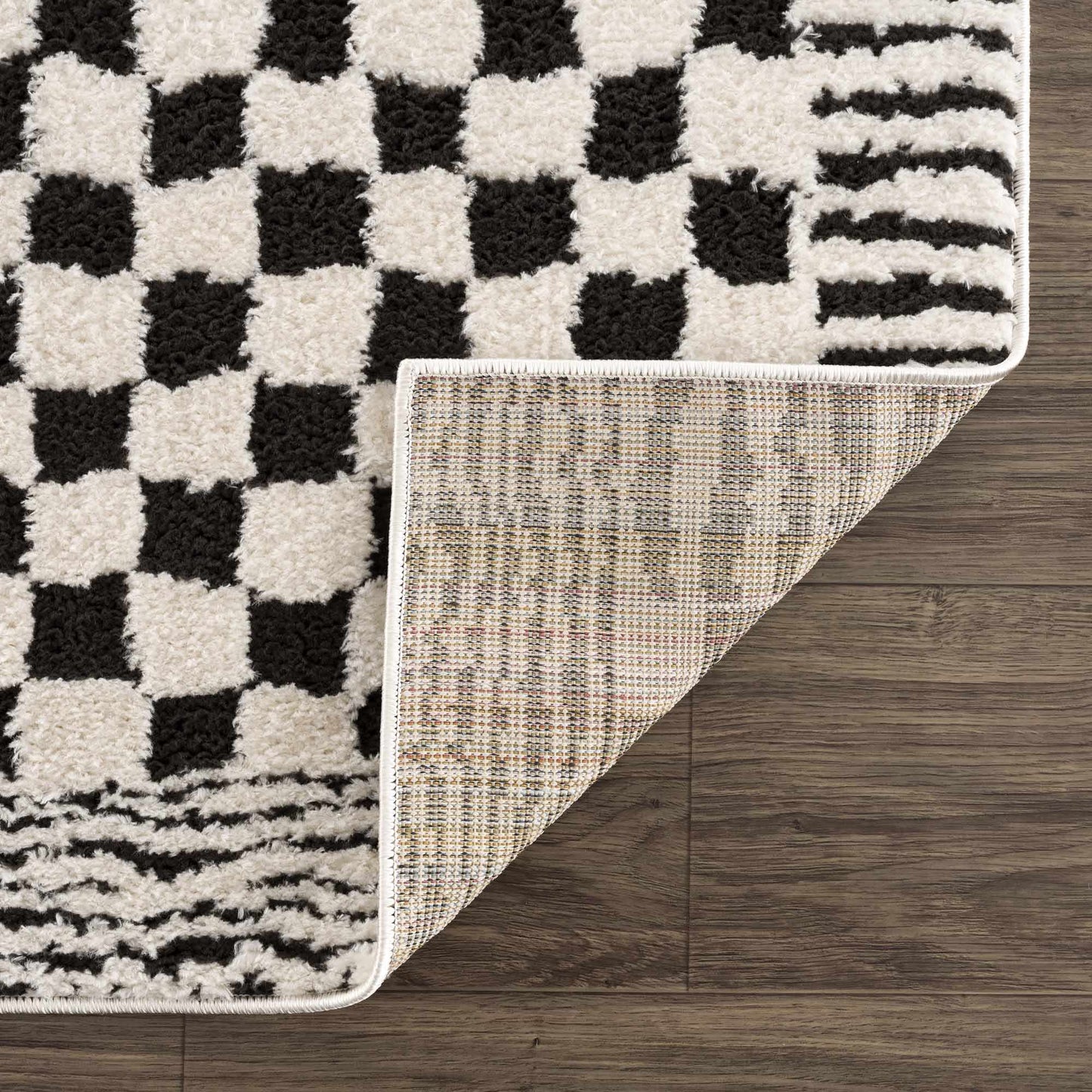 Leryn Black & White Checkered Area Rug-4