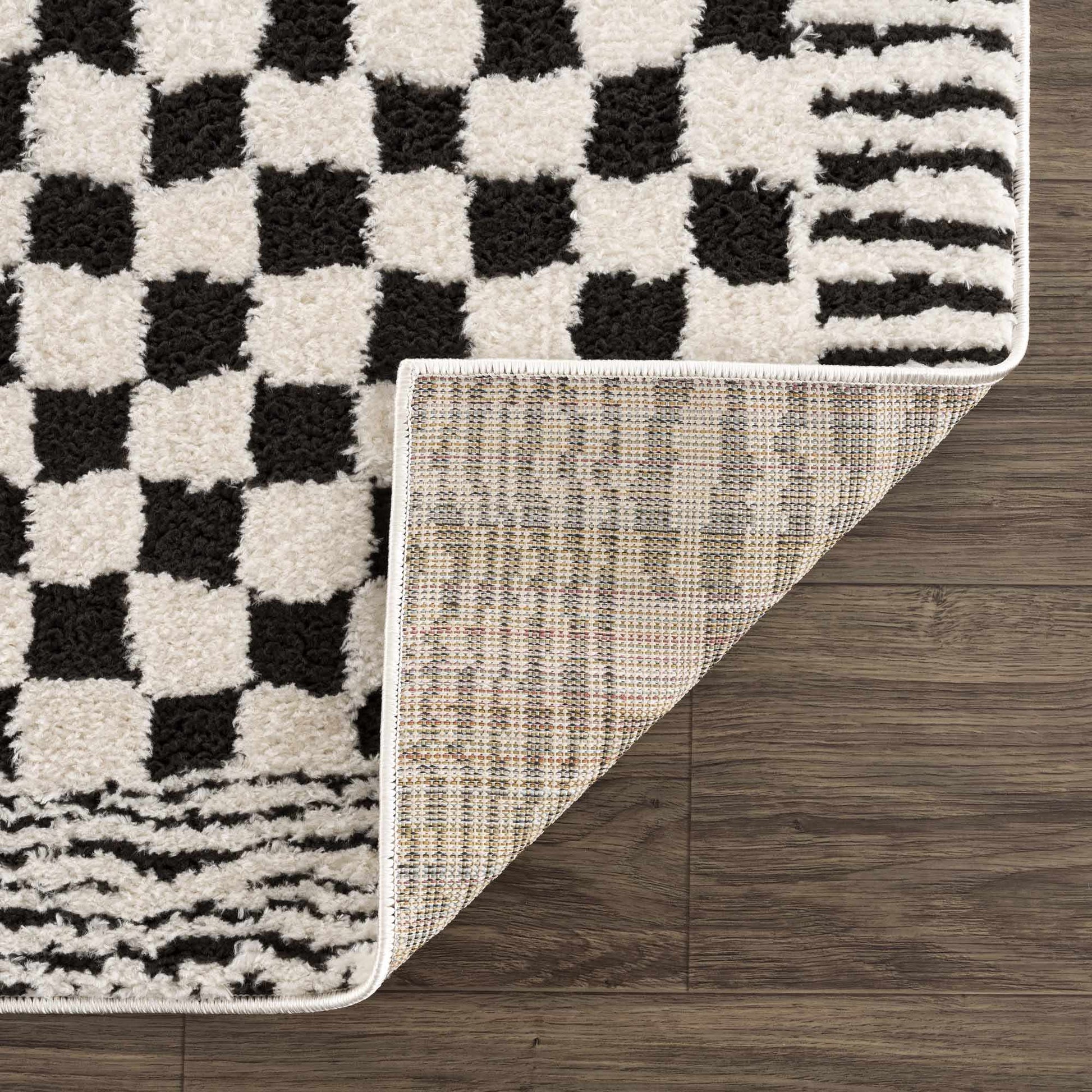Leryn Black & White Checkered Area Rug-4