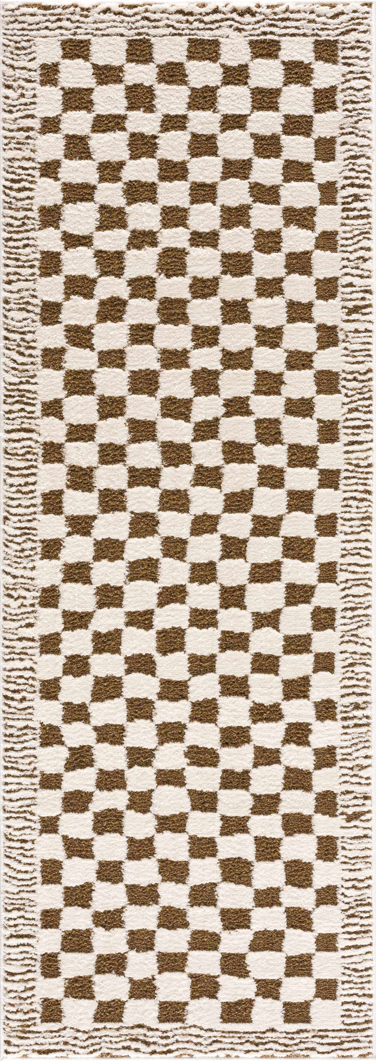 Leryn Brown Checkered Plush Rug-5