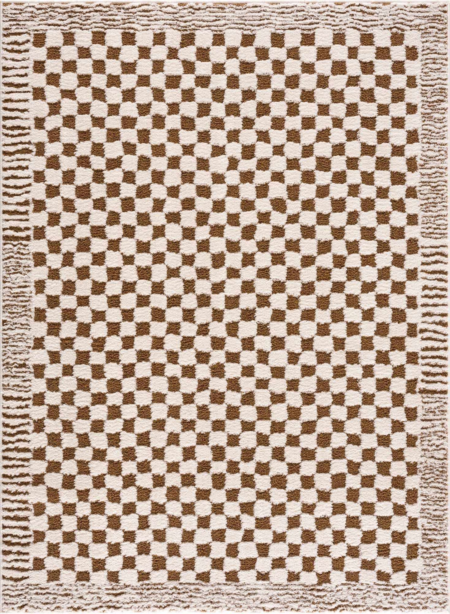 Leryn Brown Checkered Plush Rug-0