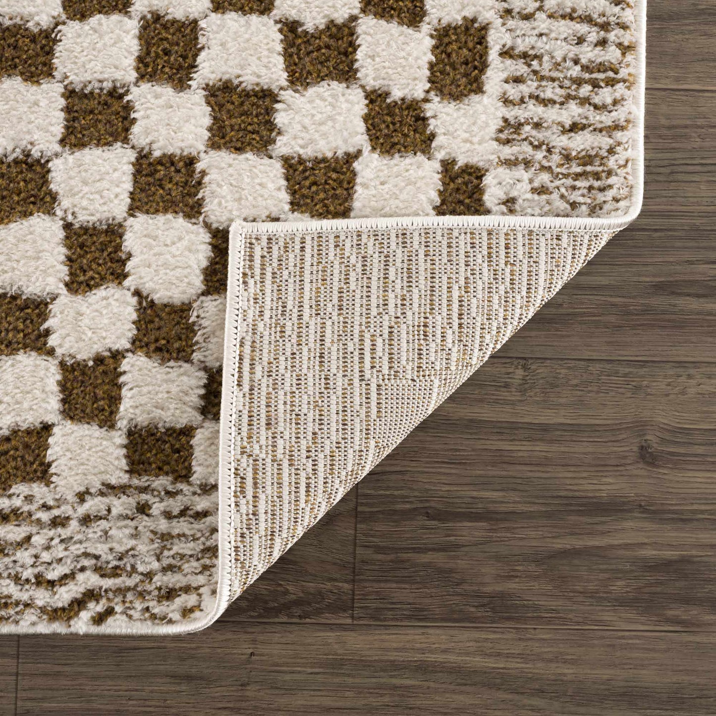 Leryn Brown Checkered Plush Rug-4