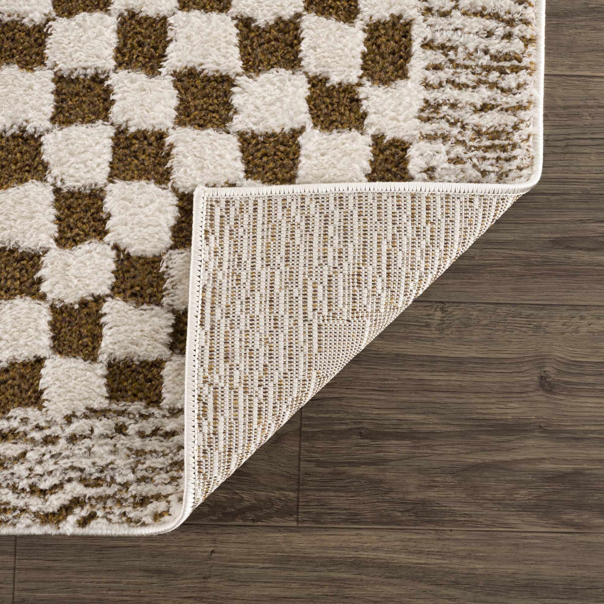 Leryn Brown Checkered Plush Rug-4