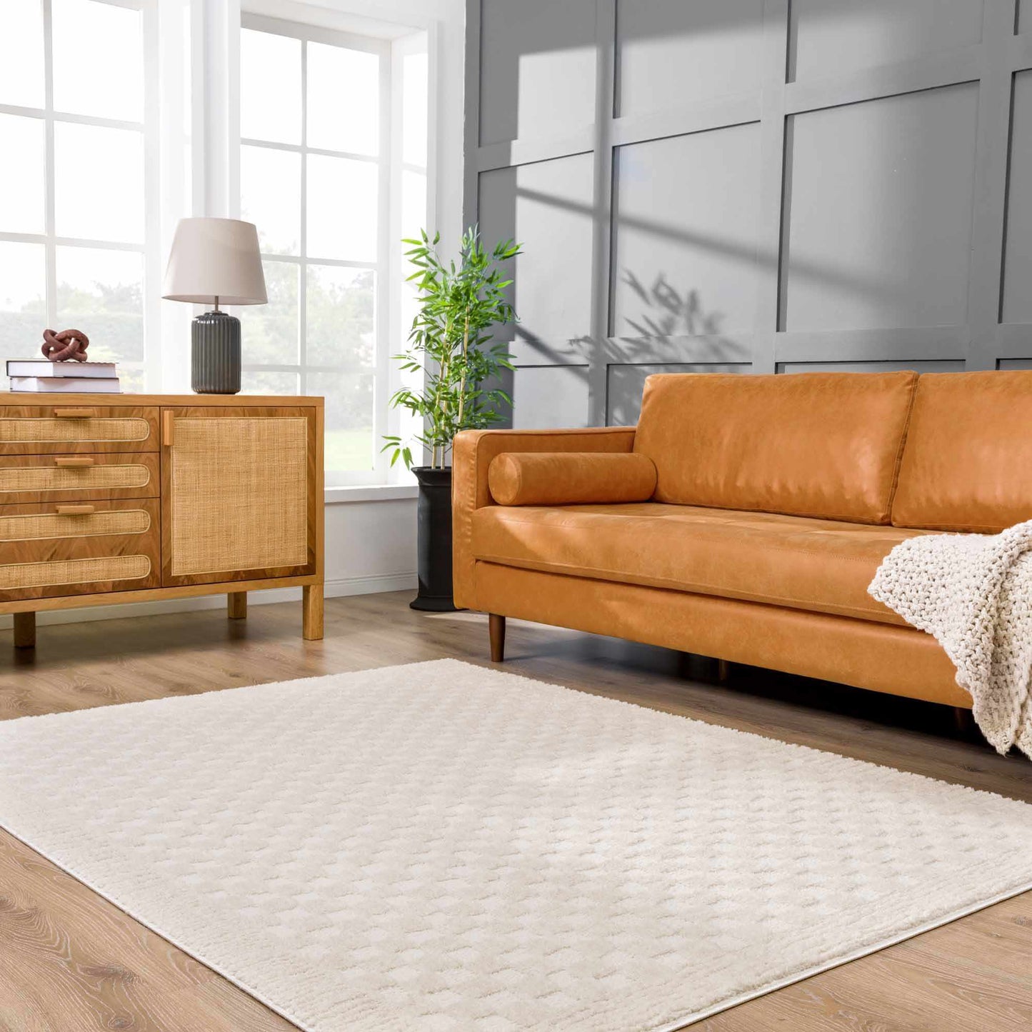 Leryn Ivory Checkered Area Rug-1