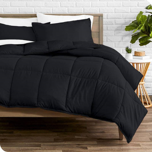 Full/Double size Luxuriously Soft Down Alternative Comforter Set in Black-0