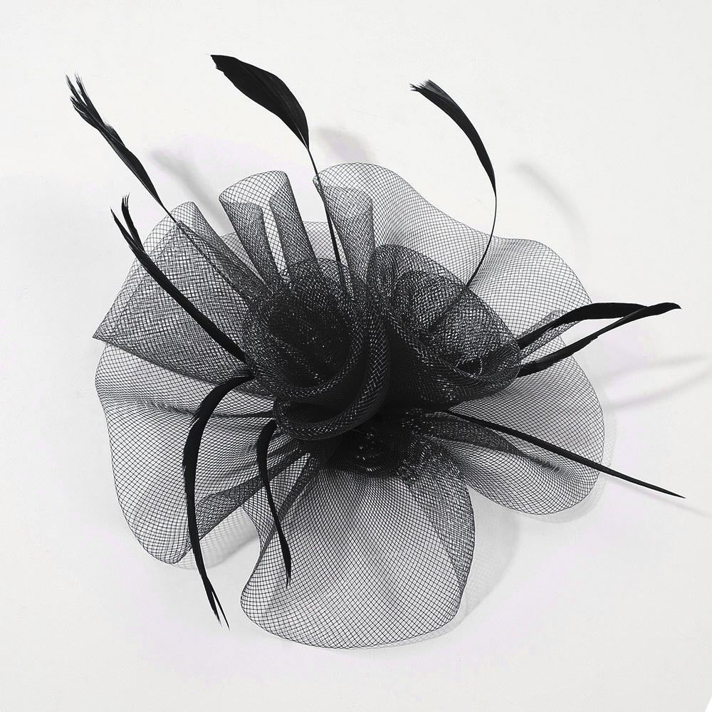 Mesh Flower Feather Mesh Fascinator / Headband