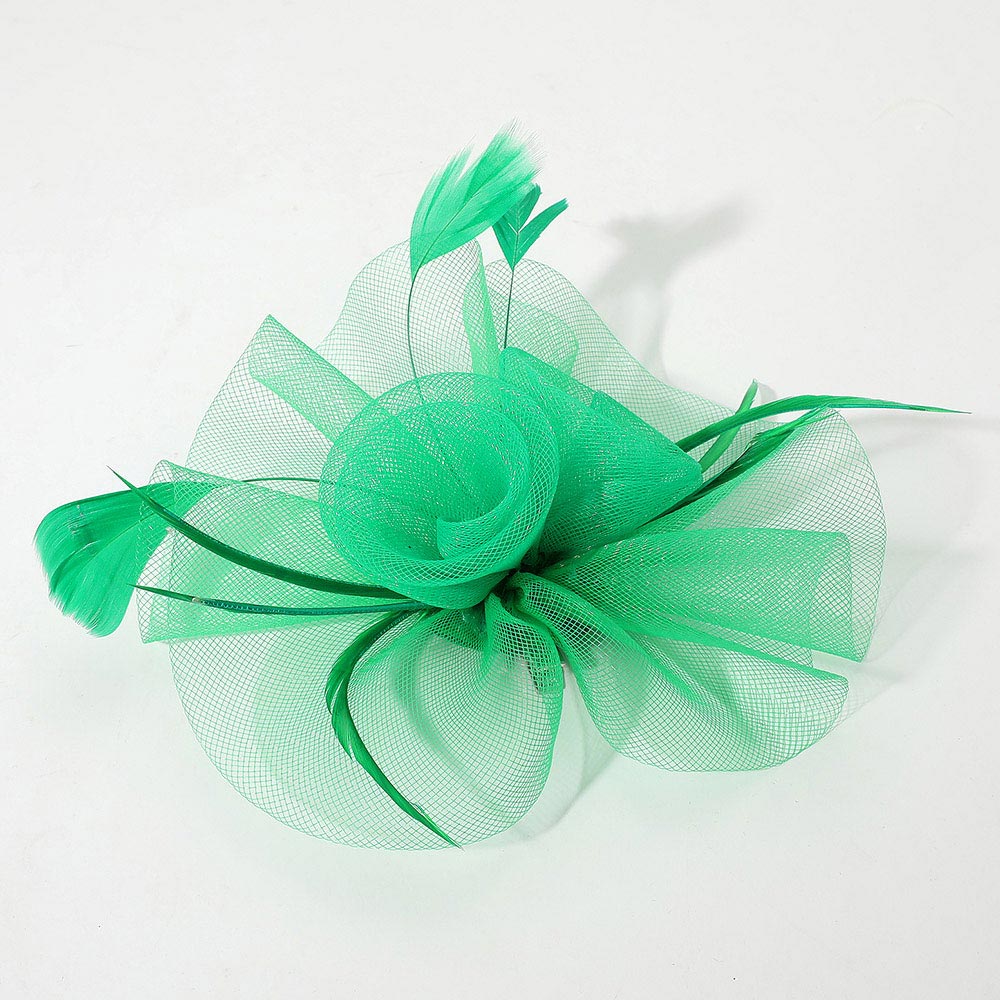 Mesh Flower Feather Mesh Fascinator / Headband