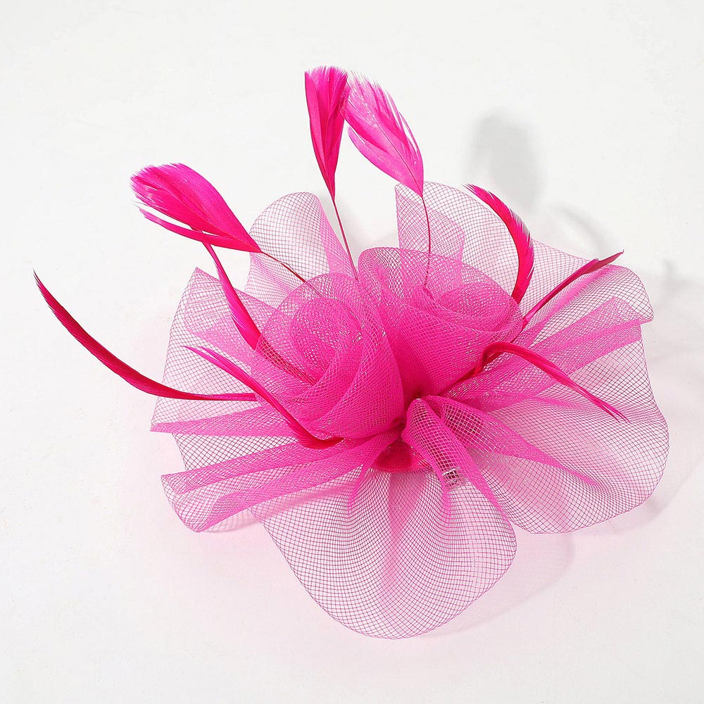 Mesh Flower Feather Mesh Fascinator / Headband