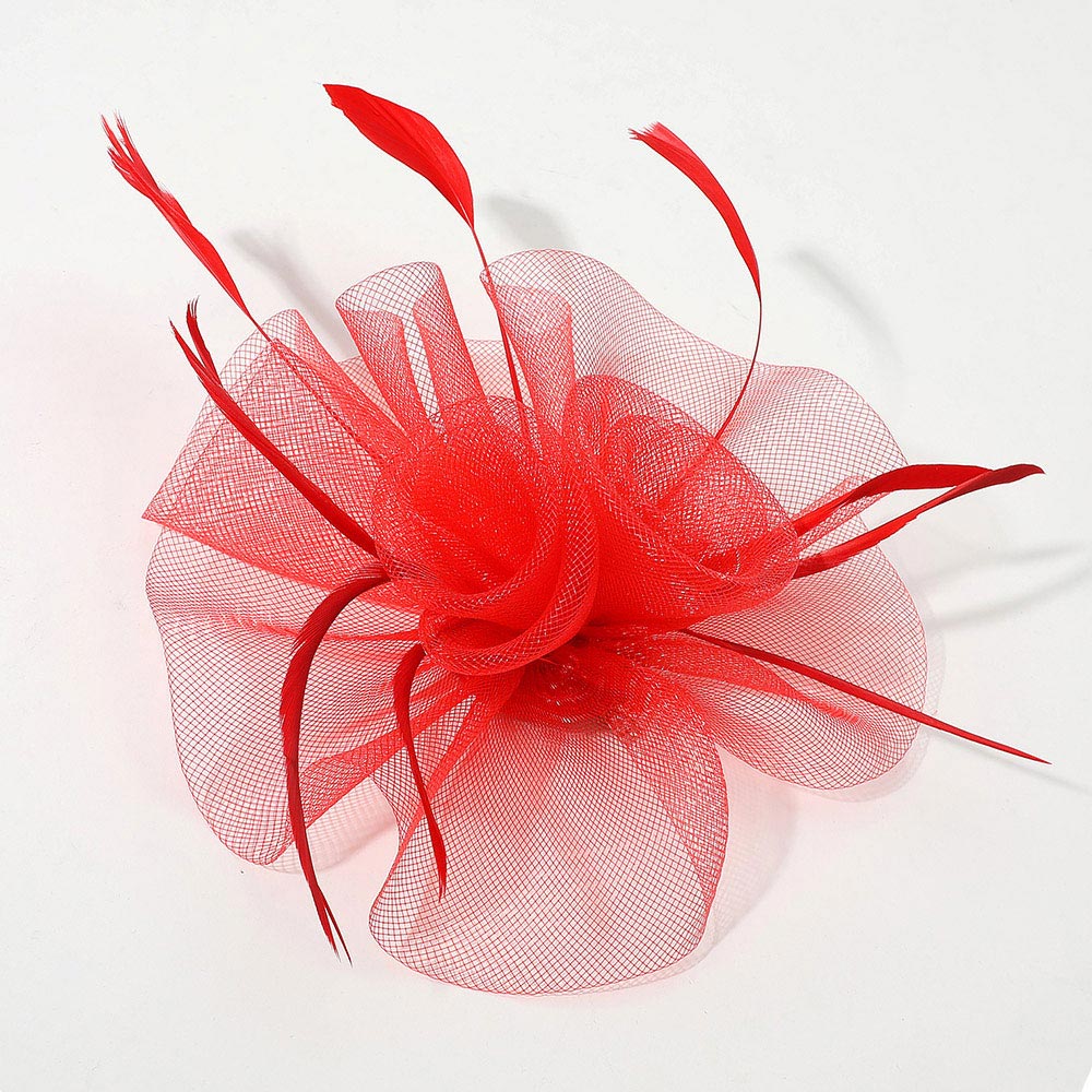 Mesh Flower Feather Mesh Fascinator / Headband