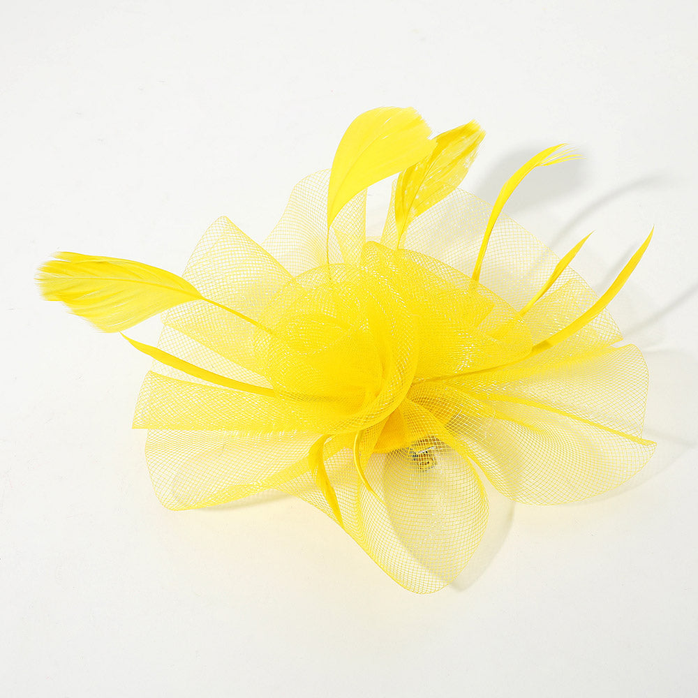 Mesh Flower Feather Mesh Fascinator / Headband