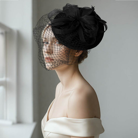 Elegant Floral Veil Fascinator Headband