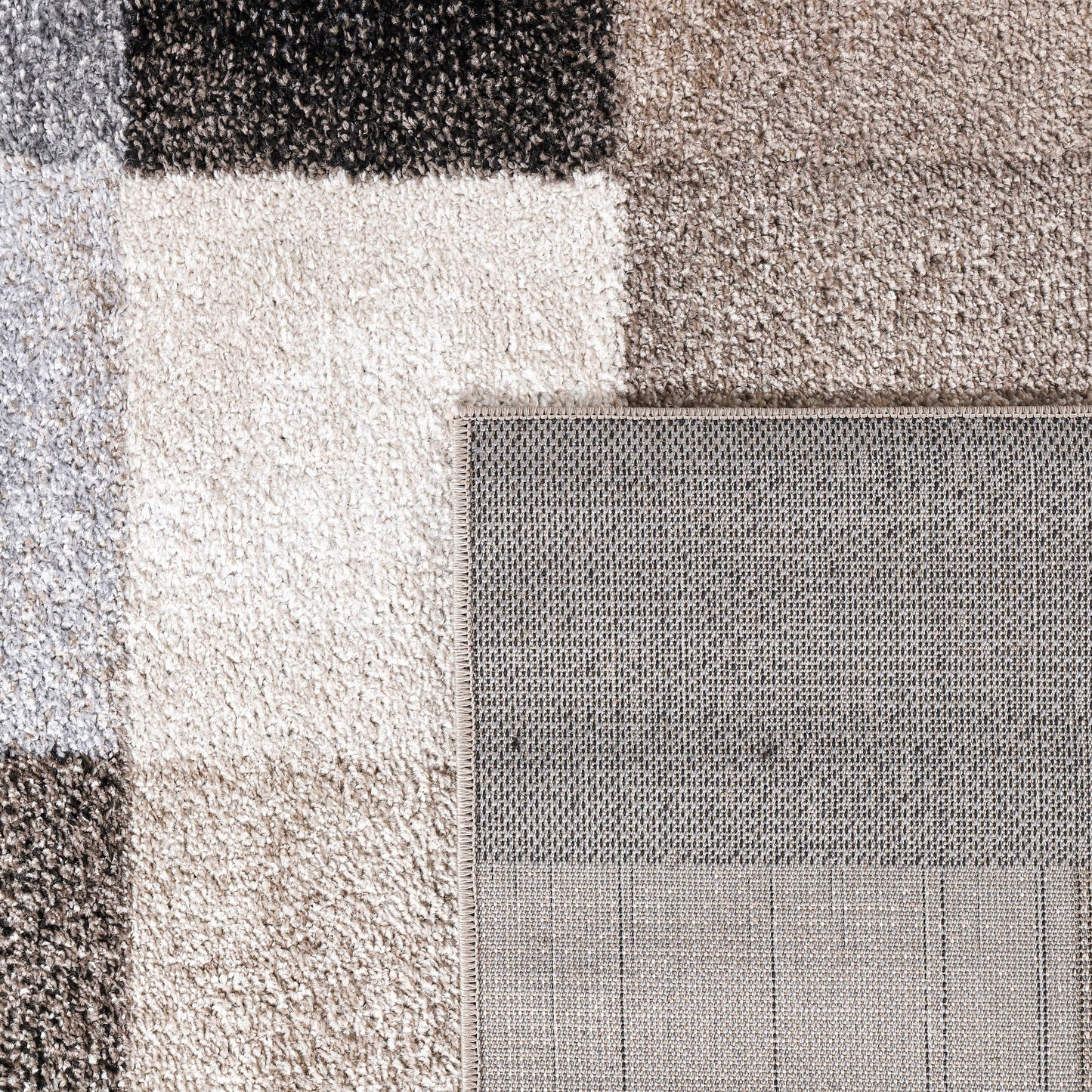 Modern Living Room Rug Fiesta Patchwork Look in Beige and Grey-3