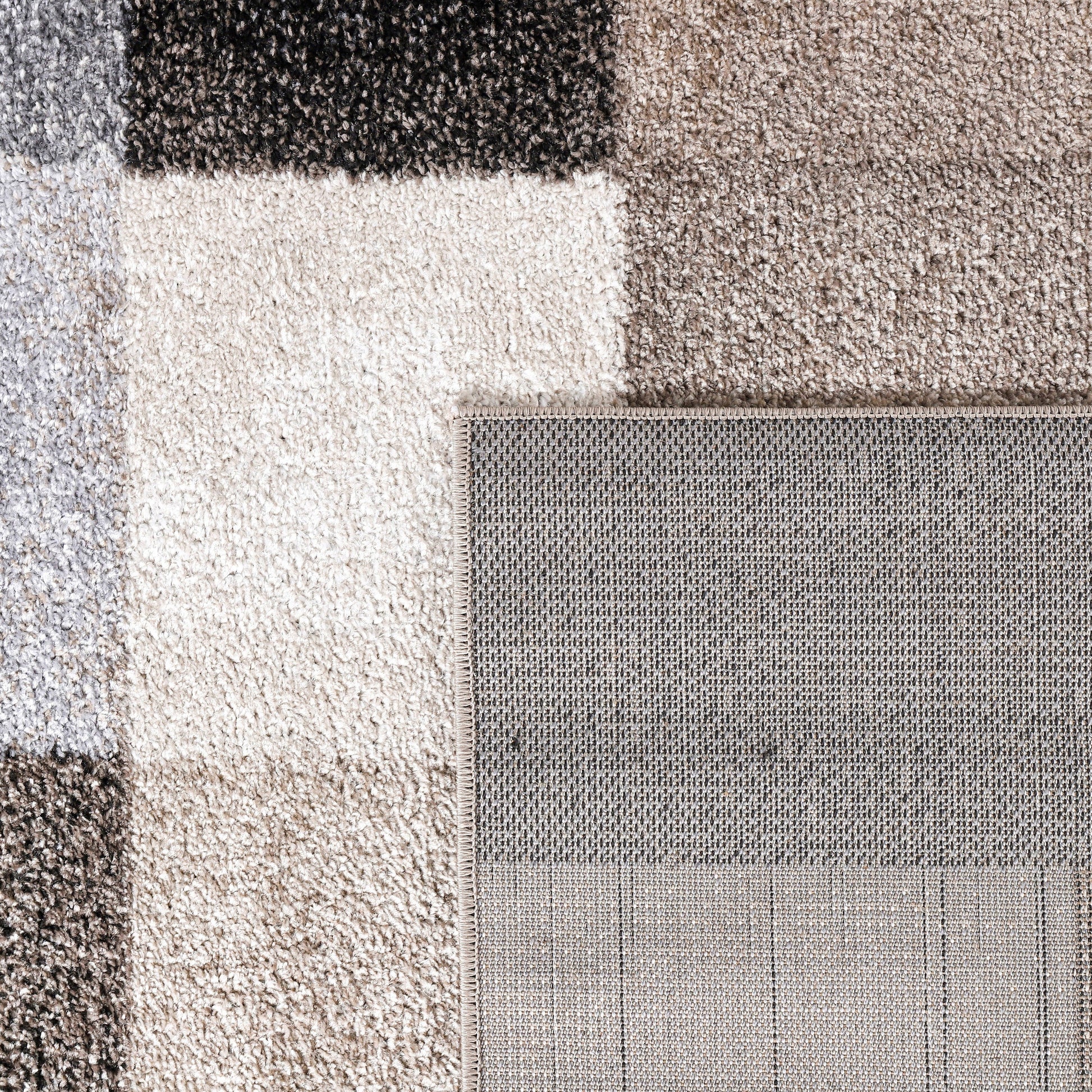 Modern Living Room Rug Fiesta Patchwork Look in Beige and Grey-3