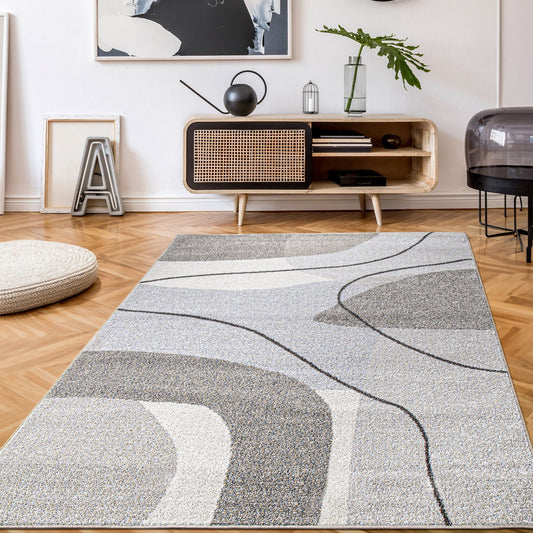 Area Rug Fiesta with Abstract Artistic Pattern in Beige and Grey-0