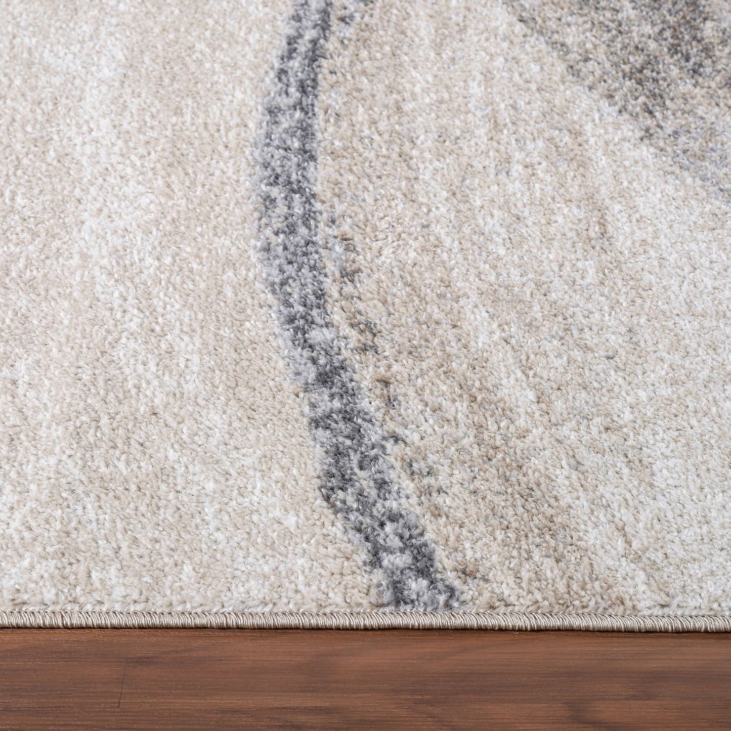 Modern Area Rug Fiesta with Artistic Waves in Beige Grey-2