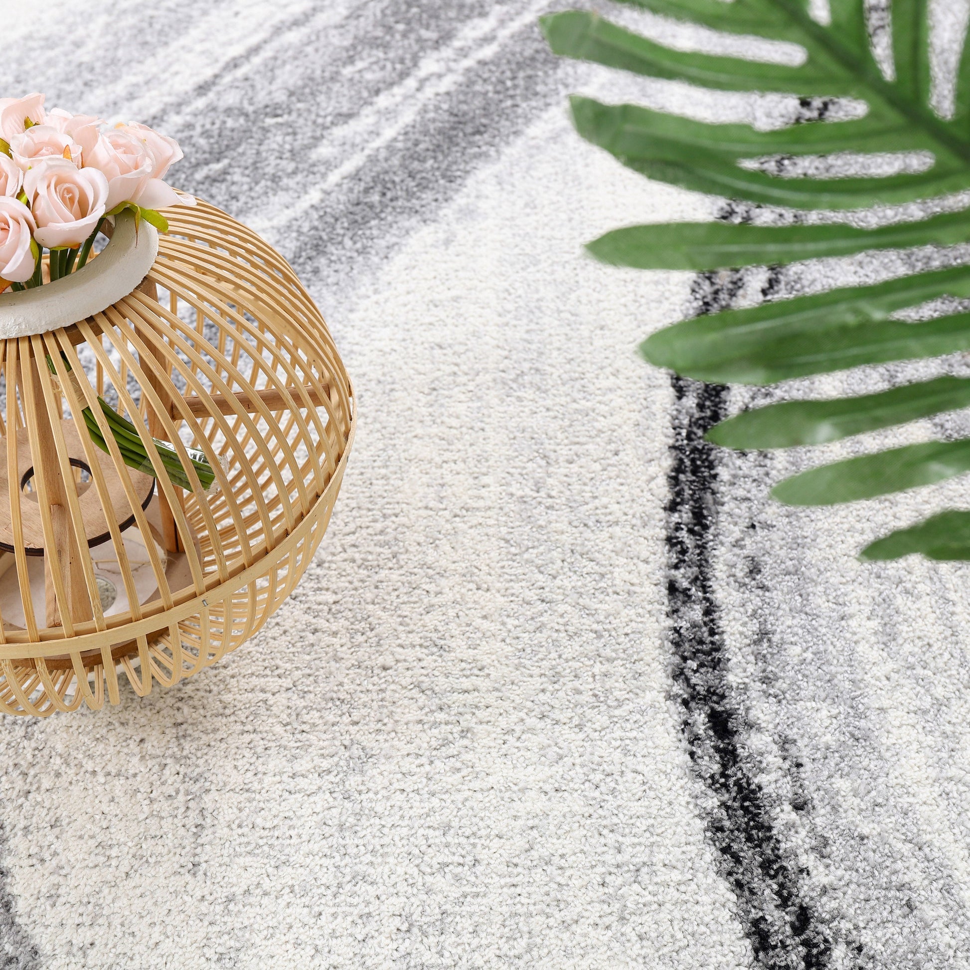Modern Area Rug Fiesta with Artistic Waves in Grey Tones-1
