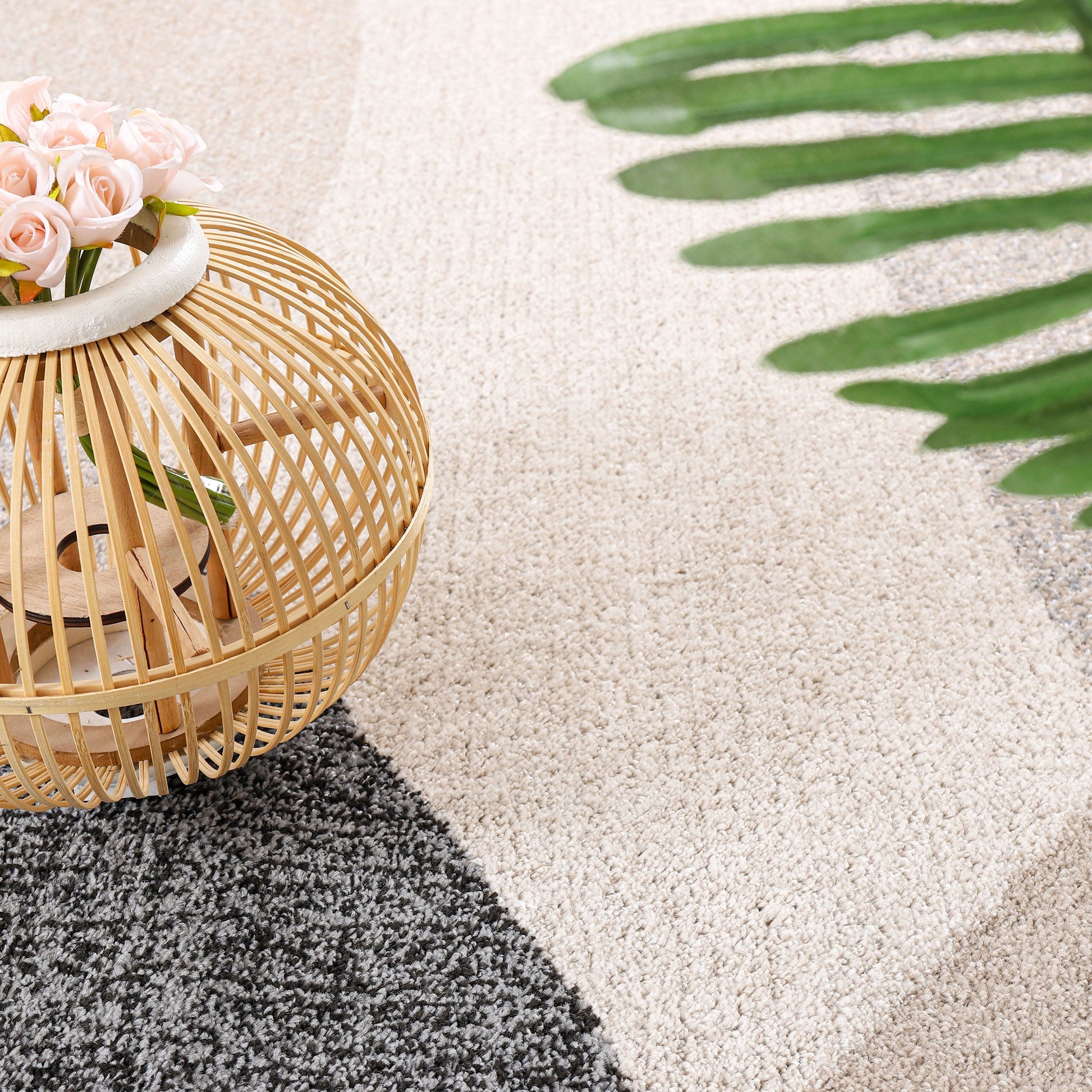 Living Room Rug Fiesta with Geometric Design in Beige Grey Cream-1
