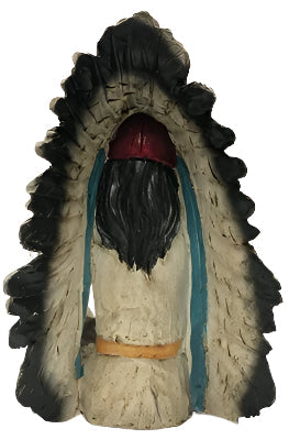 Sitting Native American Indian with Feather Headdress and Pipe