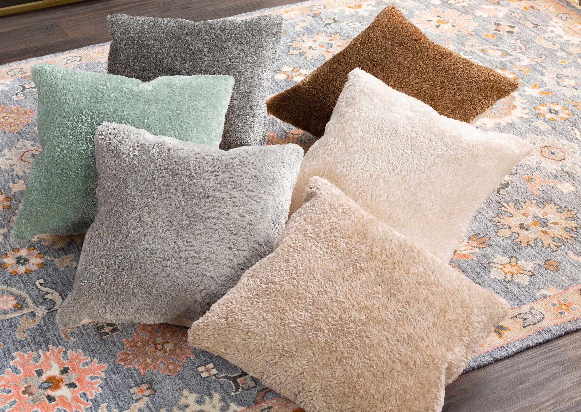 Mertzon Cozy Brown Shag Throw Pillow - Clearance-1