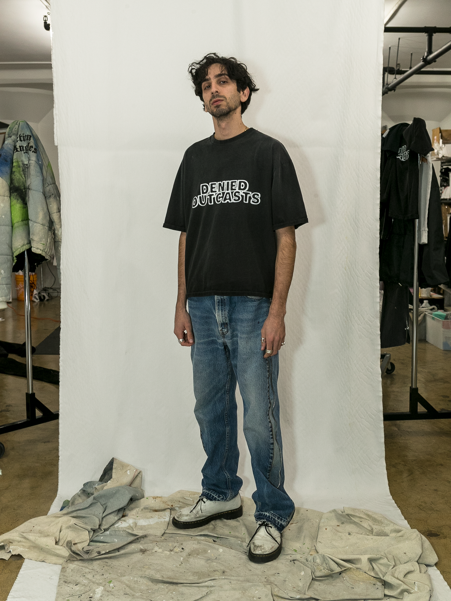 Vintage Reworked Denim Jeans with Full Leg Side Zip